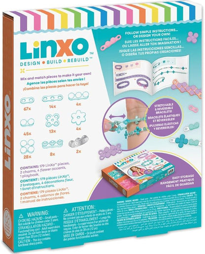Make It Real: LinXo Seaside Jewelry Design Set - 186pcs, DIY 5 Flexible Bracelets, Design-Build-Rebuild, Craft Activity Kit, Girls & Kids Ages 6+