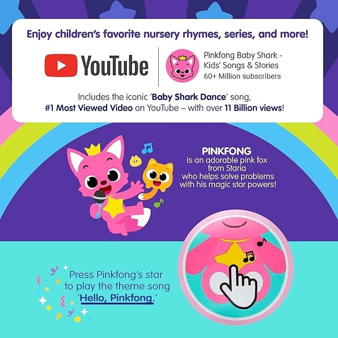 Pinkfong Singing Plush Toy - Interactive Musical Stuffed Animal, Sound Feature - Toddler, Infant