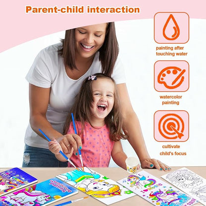 BAOXUE 5PCS Water Color Paint Sets for Kids, Pocket Watercolor Painting coloring Book, Paint With Water Books for Kids Ages 4-8, Art Craft Set for Girls Boys Drawing with Brush