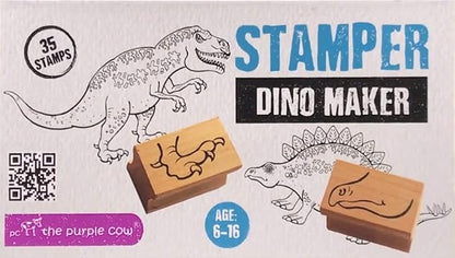 The Purple Cow - Stamper - Dino Maker Stamp Kit for Kids. Paint Stamper for Arts and Crafts. Develop Creativity with 35 Stamps and an Ink pad, for Girls and Boys Ages 6 to 16.