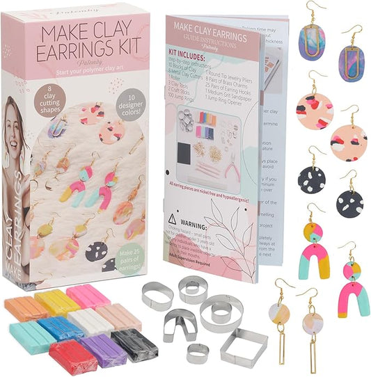 Patemby 184Pcs Polymer Clay Earring Making Kit for Art Craft Gift Teen Girls and Adults, Ages 12+ DIY Polymer Clay Earring Jewelry Craft Making Set