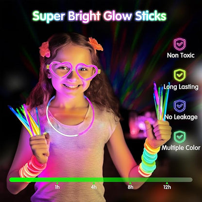 MOSSDNAR Glow Sticks, 229pcs Glow Sticks Bulk Party Pack with USB Mini DiscoLight, Glow in the Dark Light Up Party Supplies for Kids Adults, Neon Bracelets Necklaces for Wedding Birthday Decoration