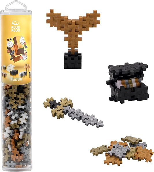 PLUS PLUS 240 Piece Interlocking Building Blocks for Kids, Open Ended Connecting Toys, STEM Bin Classroom Mini Manipulatives - Treasure Mix Play Tube