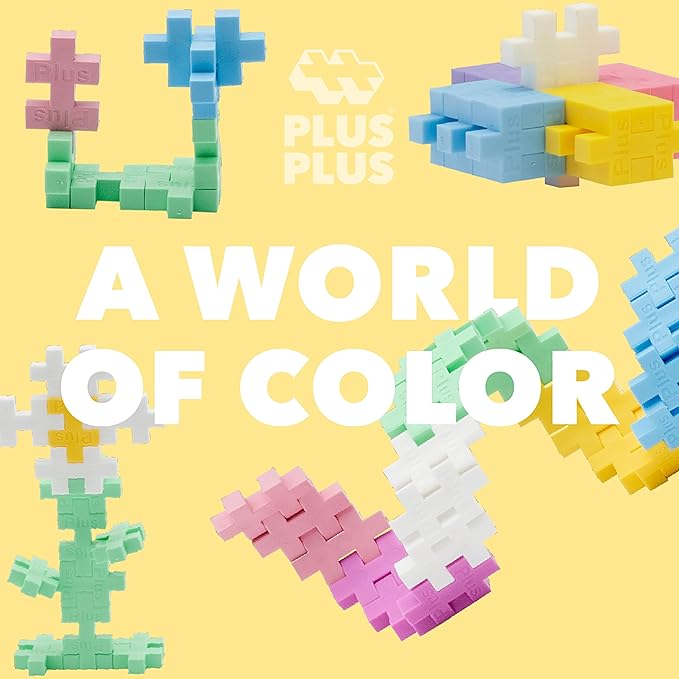 PLUS PLUS 240 Piece Interlocking Building Blocks for Kids, Open Ended Connecting Toys, STEM Bin Classroom Mini Manipulatives - Spring Mix Play Tube