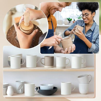Juexica 3 Pcs Cup Pottery Molds 2.5'', 3.1'', 3.7'' Plaster Molds with 12 Pcs Mug Handle Forms Pottery Shaping Tool Wood Slump Press Mold 3 Sizes Clay Molds for DIY Pottery Cup Mug Art Making