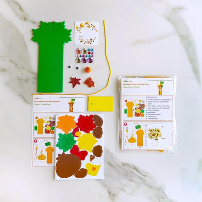 Winlyn 24 Sets Thanksgiving Turkey Craft Kits Fall Kids Crafts DIY Thanksgiving Turkey Bookmarks Art Sets Autumn Leaf Turkey Foam Stickers Arts and Crafts for Kids Party Favors Classroom Activities