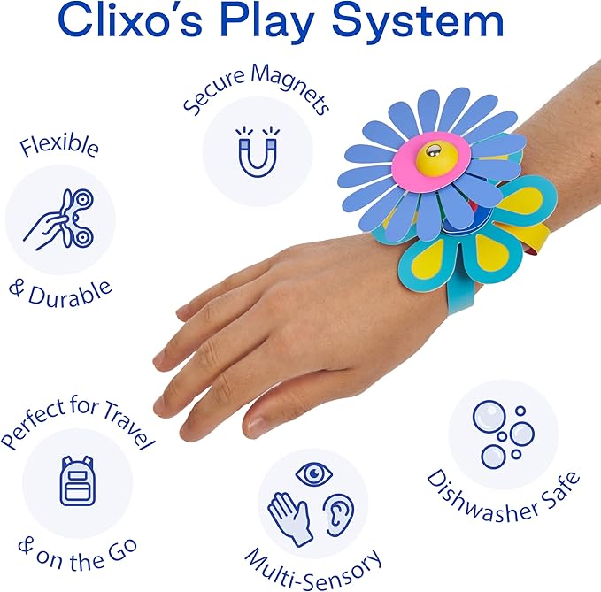 Clixo Rainbow Max 54 Piece Pack - Flexible, Durable, Imagination-Boosting Magnetic Building Toy- Modern, Modular Designs for Hours of STEM Play. A Multi-Sensory Magnet Toy, Travel Friendly. Ages 4-99