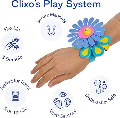 Clixo Rainbow Max 54 Piece Pack - Flexible, Durable, Imagination-Boosting Magnetic Building Toy- Modern, Modular Designs for Hours of STEM Play. A Multi-Sensory Magnet Toy, Travel Friendly. Ages 4-99