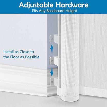 90 Inch Retractable Baby Gates Extra Wide Dog Gates for Dogs Indoor Outdoor Extra Long Baby Gates for Large Openings Large Baby Gate Mesh Dog Gates for The House Extra Wide Baby Gate Deck Gate, White