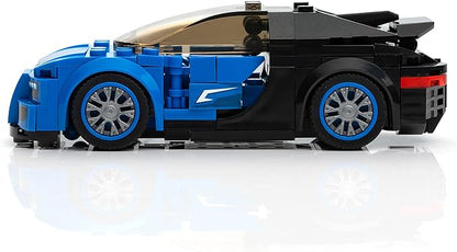 Bugatti Racing Car Building Block Set (237 Pieces). Racing Car Building Blocks for Kids and Adults (Blue)