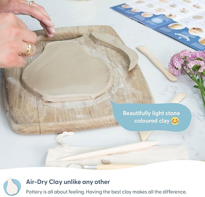 Sculpd - The Original Pottery Starter Kit - Complete Air Dry Clay + Painting Beginner Set for 2 Adults: Includes Sculpting Tools, Acrylic Paint, Brushes, Easy Guide, Video Tutorial & More