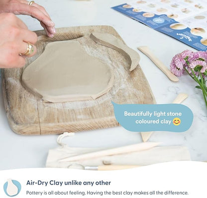 Sculpd - The Original Pottery Starter Kit - Complete Air Dry Clay + Painting Beginner Set for 2 Adults: Includes Sculpting Tools, Acrylic Paint, Brushes, Easy Guide, Video Tutorial & More
