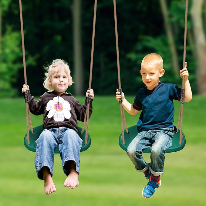 2 Pack 500LB Capacity Heavy Duty Swing Seat with Wider Seat Board & Height Adjustable Rope from 4.8ft to 6.7ft Green Swing Set Swings for Backyard Patio Garden Playground, Green