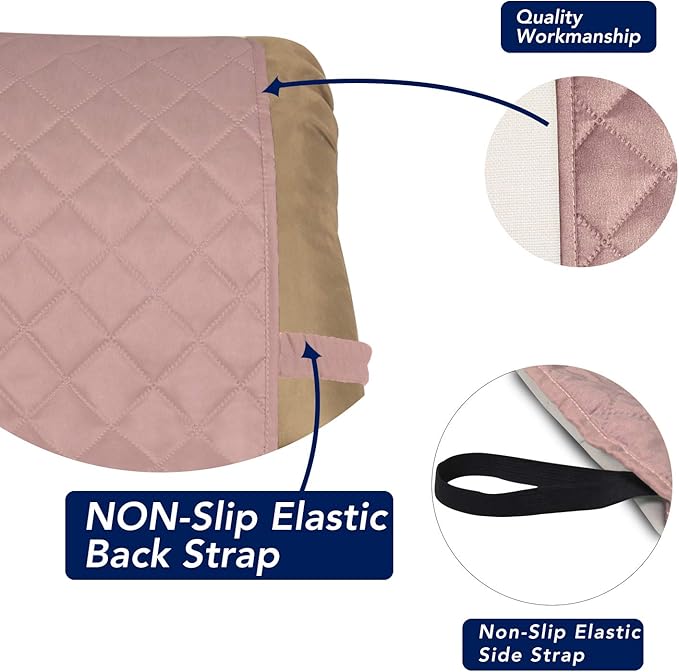 PureFit Reversible Quilted Sofa Cover, Water Resistant Slipcover Furniture Protector, Washable Couch Cover with Non Slip and Elastic Straps for Kids, Dogs, Pets (Small Recliner, Pink/Beige)