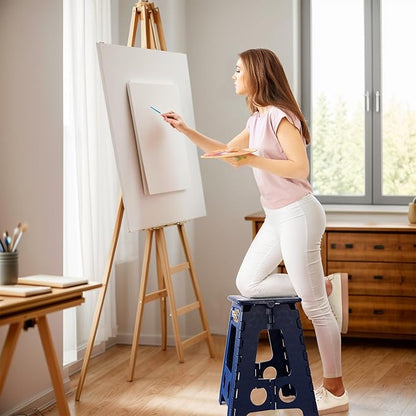 ACKO Folding Step Stool Foldable 16 Inch Stool 400 lbs Capacity,Plastic Stools for Adults and Kids,Collapsible Stool for Kitchen, Stepping Stool with Handle(Royal Blue), 6Pack