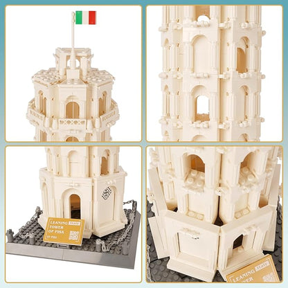 Oichy Leaning Tower of Pisa Building Blocks Set, 1334 PCS Famous Architecture Model Building Kits, Collection Leaning Tower of Pisa Model Building Blocks for Adults and Kids
