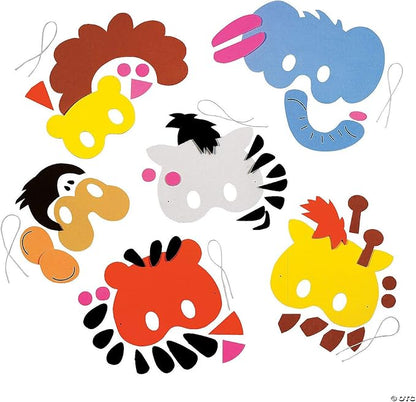 Fun Express DIY Animal Masks Craft Kit - Makes 12 Foam Masks - Crafts for Kids - VBS Vacation Bible School Supplies/Decor
