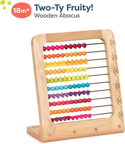 B. toys- Wooden Abacus Toy- Education Toy- Classic Wooden Math Game Toy for Early Childhood Education & Development with 100 Fruit Beads- Two-ty Fruity! -18 months +