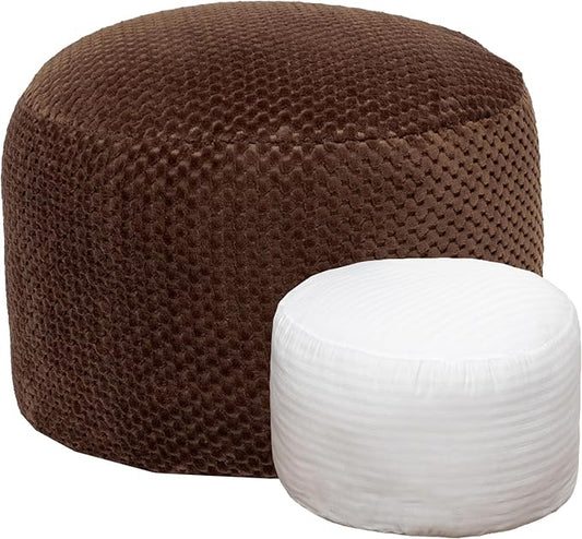 Asuprui Pouf Ottoman Stuffed Stuffed Ottoman Foot Rest Soft Plush Fiber Foot Stool 20x20x12 Inches Fuzzy Chair Floor Pouf Chair Foot Rest with Storage for Living Room Bedroom Coffee Pouf with Filler