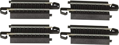 Bachmann Trains - Snap-Fit E-Z TRACK 3” STRAIGHT TRACK (4/card) - STEEL ALLOY Rail With Black Roadbed - HO Scale
