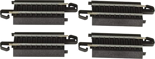 Bachmann Trains - Snap-Fit E-Z TRACK 3” STRAIGHT TRACK (4/card) - STEEL ALLOY Rail With Black Roadbed - HO Scale