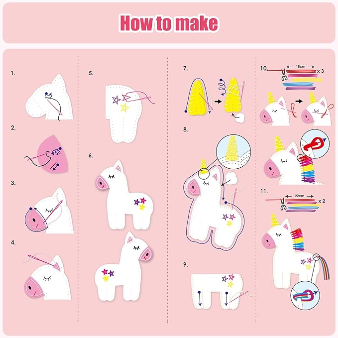 Avenir DIY Sewing Kit for Beginner Kids Arts & Crafts Soft Toy My First Craft Set with Heart Instructions & Plush Felt Materials for Learn to Sew, Embroidery for 6 Years