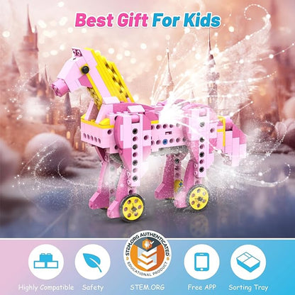 Apitor Robot G STEM Kits for 6-7 Year Old Girl, 8 in 1 Electric Building Toys for Kids 6-8 8-10, DIY Educational Construction Science Kit for Girls 6-12 Christmas Birthday Gift