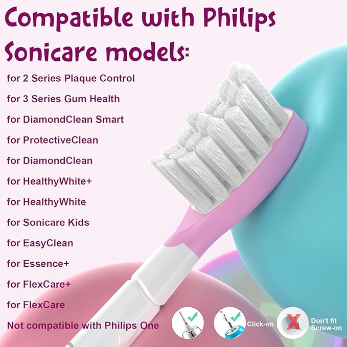 Kids Replacement Toothbrush Head for Sonicare: Ofashu Children Sonic Electric Toothbrush Brush Head for Philips 6321 6340 6032/94 6042, 8 Packs for Boys Girls 7+, Pink & Green