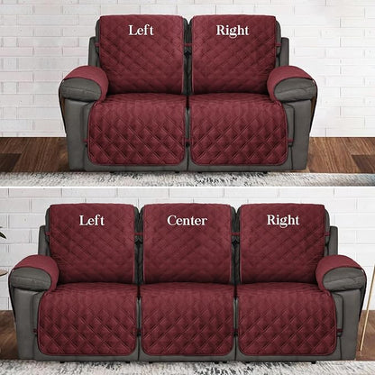 TOMORO Non-Slip Recliner Sofa Cover - 100% Waterproof Recliner Chair Slipcover Furniture Protector, Washable Couch Cover with Elastic Straps for Dog and Kids, Burgundy, 23 Inch Middle