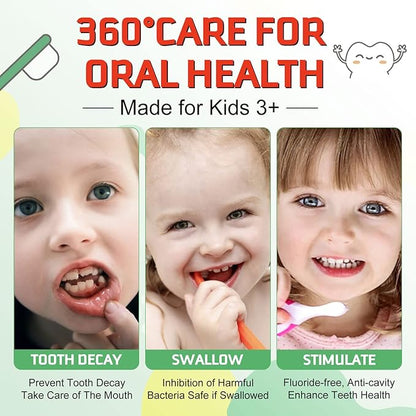 Foam Toothpaste Kids, Toddler Toothpaste with Low Fluoride, Kids Foam Toothpaste for U Shaped Toothbrush Electric Toothbrush, Foam Toothpaste for Children Kids Ages 3 Plus (Watermelon+Strawberry)
