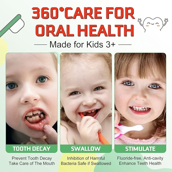Foam Toothpaste Kids,Toddler Whitening Toothpaste with Low Fluoride & Natural Formula to Reduce Plaque,Kids Foaming Toothpaste for U Shaped Toothbrush for Children (Strawberry&Watermelon)