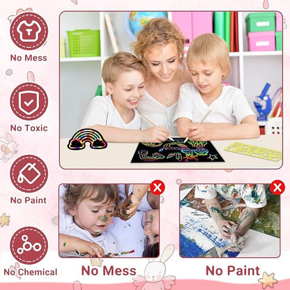 Rainbow Scratch Off Paper for Kids: Easter Crafts Gifts for Kids 60pcs Magic Arts Supplies for Age 3-12 Teen Toys Games for Valentines Birthday Christmas Basket Stuffers |Party Favors