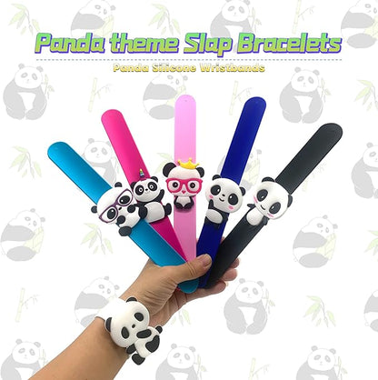 Panda Slap Bracelets for Kids Party Favors-Panda Theme Birthday Decorations(6pack) for Boys&Girls Panda Theme Party Supplies Carnival Prizes Classroom Exchanging Gifts