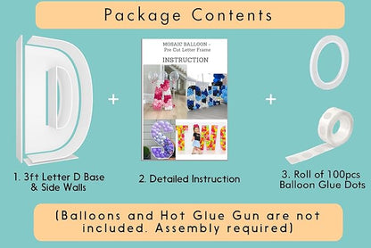 3FT Tall Mosaic Balloon Frame Letters Big Marquee Light Up Letters DIY Kit for Birthday Party Wedding Backdrop Decor Letter D Pre-Cut Foam Board