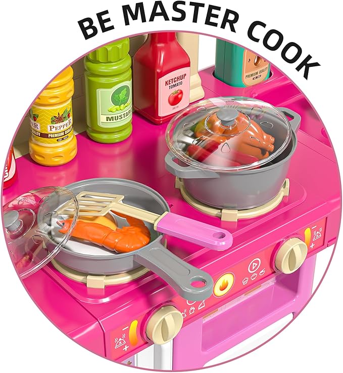 TEMI Pretend Food Kitchen Toys for Girls Age 3 4 5 6 7 8 - Toy Kitchen Accessories Food Toy for 3 4 5 6 Years Old Girls, Play Kitchen Accessories Cutting Food Toy, Pretend Play for Boys, Girls