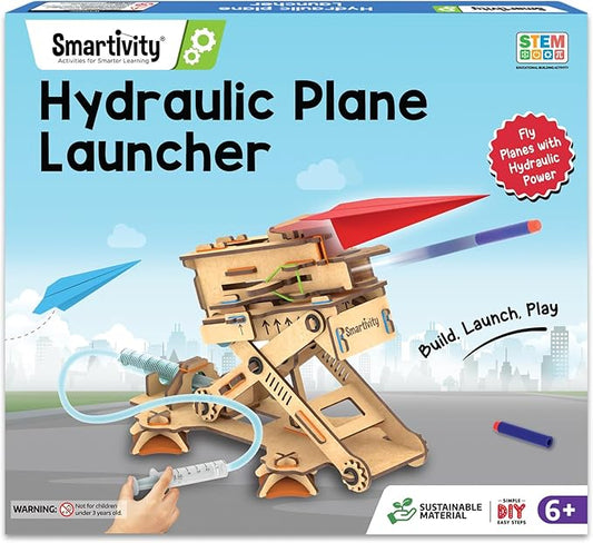 Smartivity 2in1 Hydraulic Airplanes & Darts Launcher STEM Toy for Kids Ages 6-14 Years I Cool Birthday Gifts for Boys & Girls | DIY Science STEM Kit for 6, 8,10,12,14 Years I Engineering Game