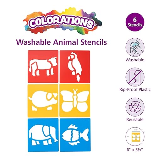 Washable Plastic Animal Stencils - Set of 6
