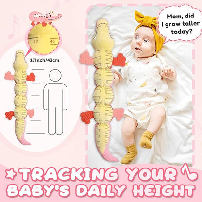 AWOTOY Baby Toys 0 to 12 Months, Musical Stuffed Animal Activity Soft Toys with Multi-Sensory Crinkle, Rattle and Textures,Infant Tummy Time Toys for Newborn Boys Girls, Crocodile, Pink