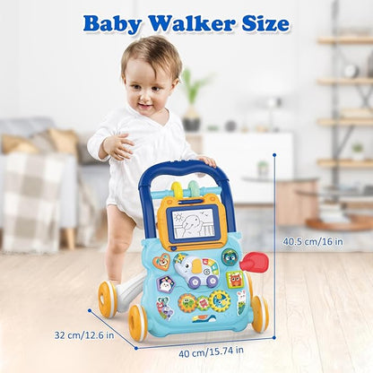 Baby Walker and Activity Center for Girl, Learning to Walk, Sit to Stand, Early Educational Push Toys with Music Panel for Infant Toddler 12+ Month
