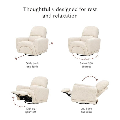 Babyletto Rainbow Recliner and Swivel Glider in Almond Teddy Loop, Greenguard Gold Certified and CertiPUR-US® Certified
