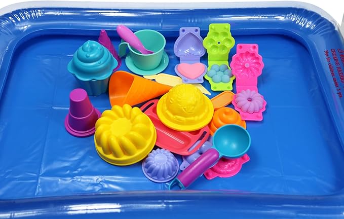 FYZ Brothers Play Sand Kit, Ice Cream Sand Toys, 3lbs Color Sand, 25Pcs Sandbox Sand Kit Beach Toys for Girls Boys - Kitchen Molds Tools Toys