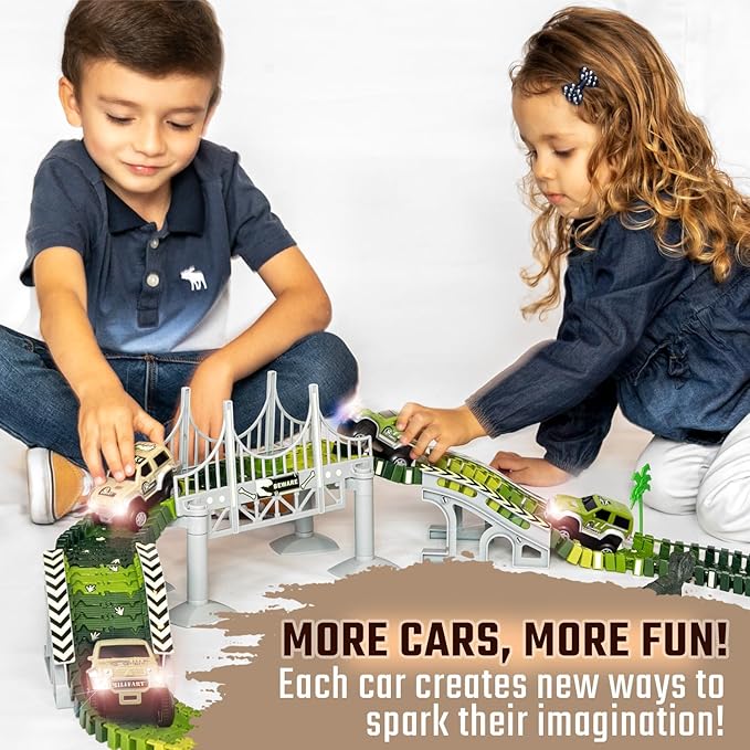 JITTERYGIT Replacement Cars for Tracks - Extra Race Car Accessories for Dinosaur Race Track & Train Toy Gift - Compatible with Most Tracks for Kids Boys and Girls (2 Jeeps Pack)