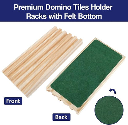 GOTHINK Wooden Domino Racks Set of 8 Trays for Mexican Train Dominoes Games Domino Tiles Holders Mexican Train Accessories for Adults & Kids - Dominoes NOT Included