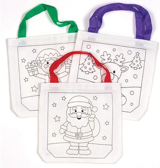 Baker Ross Ltd Christmas color In Fabric Bags, Festive Arts and Crafts (Pack of 3)