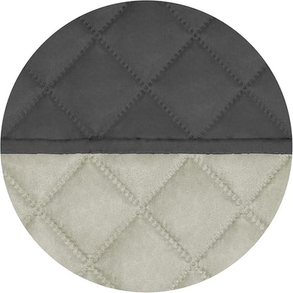 PureFit Reversible Quilted Sofa Cover, Water Resistant Slipcover Furniture Protector, Washable Couch Cover with Non Slip and Elastic Straps for Kids, Dogs, Pets (Oversized Loveseat, Dark Gray/Beige)