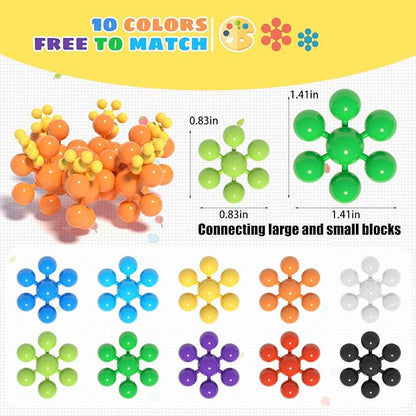 STEM Building Blocks Toy for Kids,300Pcs Interlocking Solid Plastic Educational Discs Toy,Classroom Must Haves Creativity Preschool Toy for Kids Aged 3+,Round Soft and Safe Material,Size Merge Set ﻿