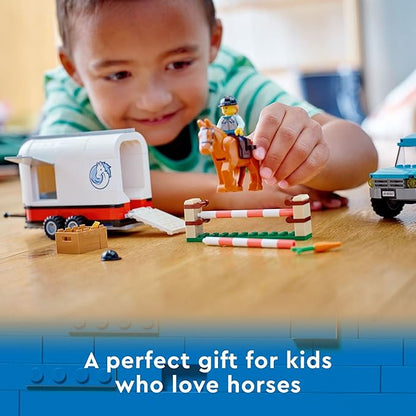 LEGO 60327 City Great Vehicles Horse Transporter Set, with SUV Toy Car, Trailer, Horse Figure and Jump, Gifts for Kids, Boys & Girls 5 Plus Years Old