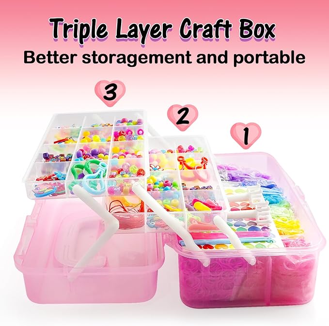 FUNZBO Rubber Band Bracelet Kit - 18000+ Loom Bracelet Kit, 32 Colors Loom Bands for Bracelets Making Kit, Rubberband Bracelets Kit Toy for Toddlers Girls Birthday Gift Age 5+ Years Old