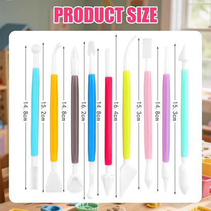 Basic Polymer Clay Tools, Clay Sculpting Tools Acrylic Roller Pin, Clear Rectangle Sheet Press Board, Double-Ended Pottery Carving Set for Beginner (15)