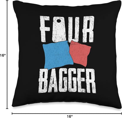 Cornhole Gifts for Men, Women & Kids Funny Bean Bags Cornhole Player Throw Pillow, 16x16, Multicolor